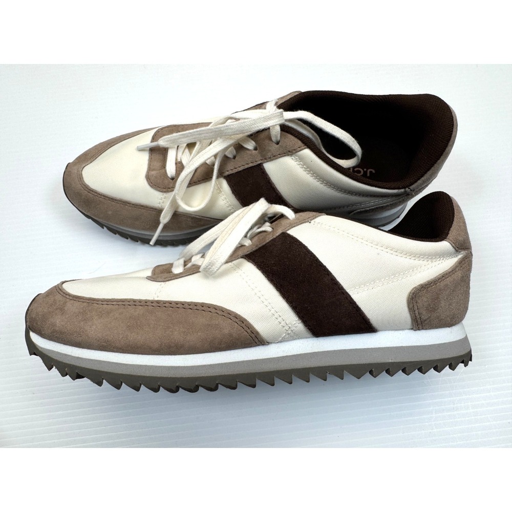 J Crew Colorblock Trainer Sneaker Women 8.5 EUC‎ Lace-up Leather Lightweight